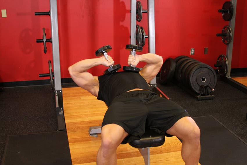 Démonstration de l’exercice : Tate press (extension triceps allongé)