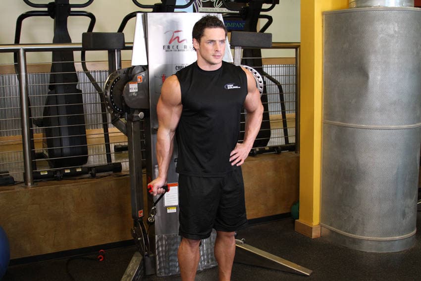 Démonstration de l’exercice : Curl biceps à un bras à la poulie basse, debout